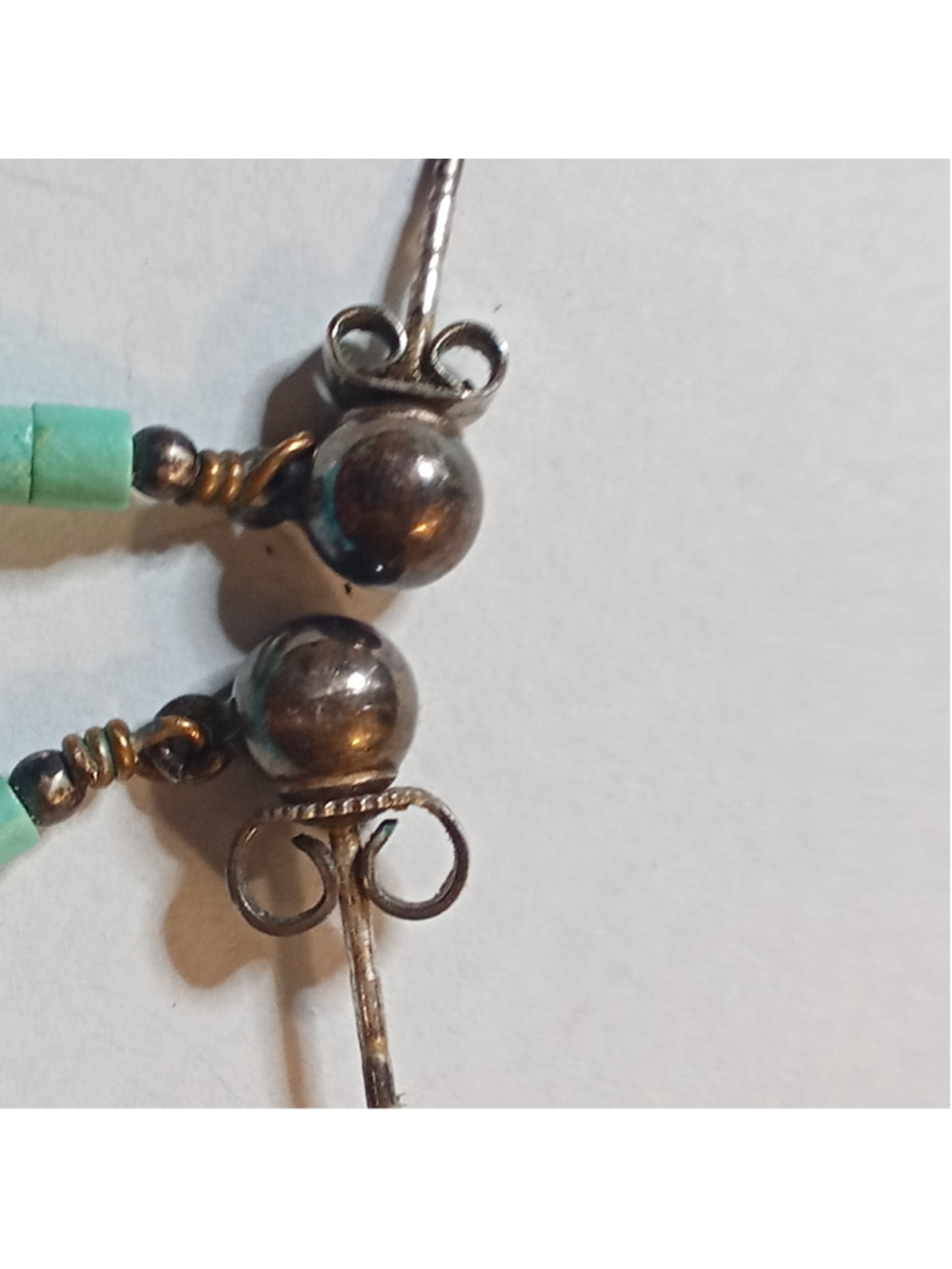 Southwestern Turquoise Fetish Carved Earrings Boho Artisan Jewelry - Picture 5 of 7